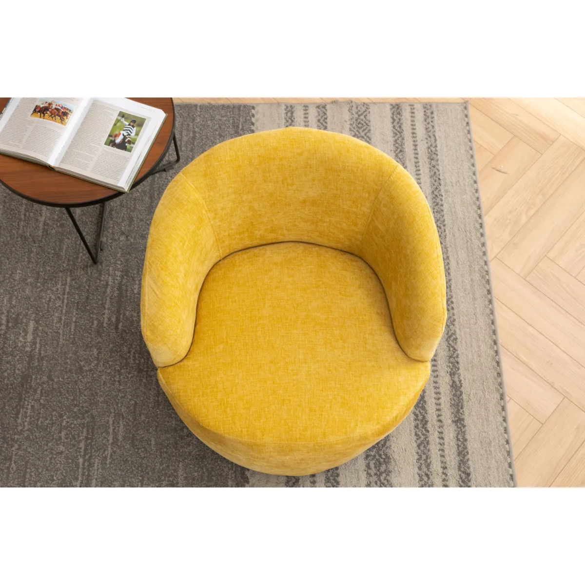 037-Chenille Fabric Swivel Accent Armchair Barrel Chair