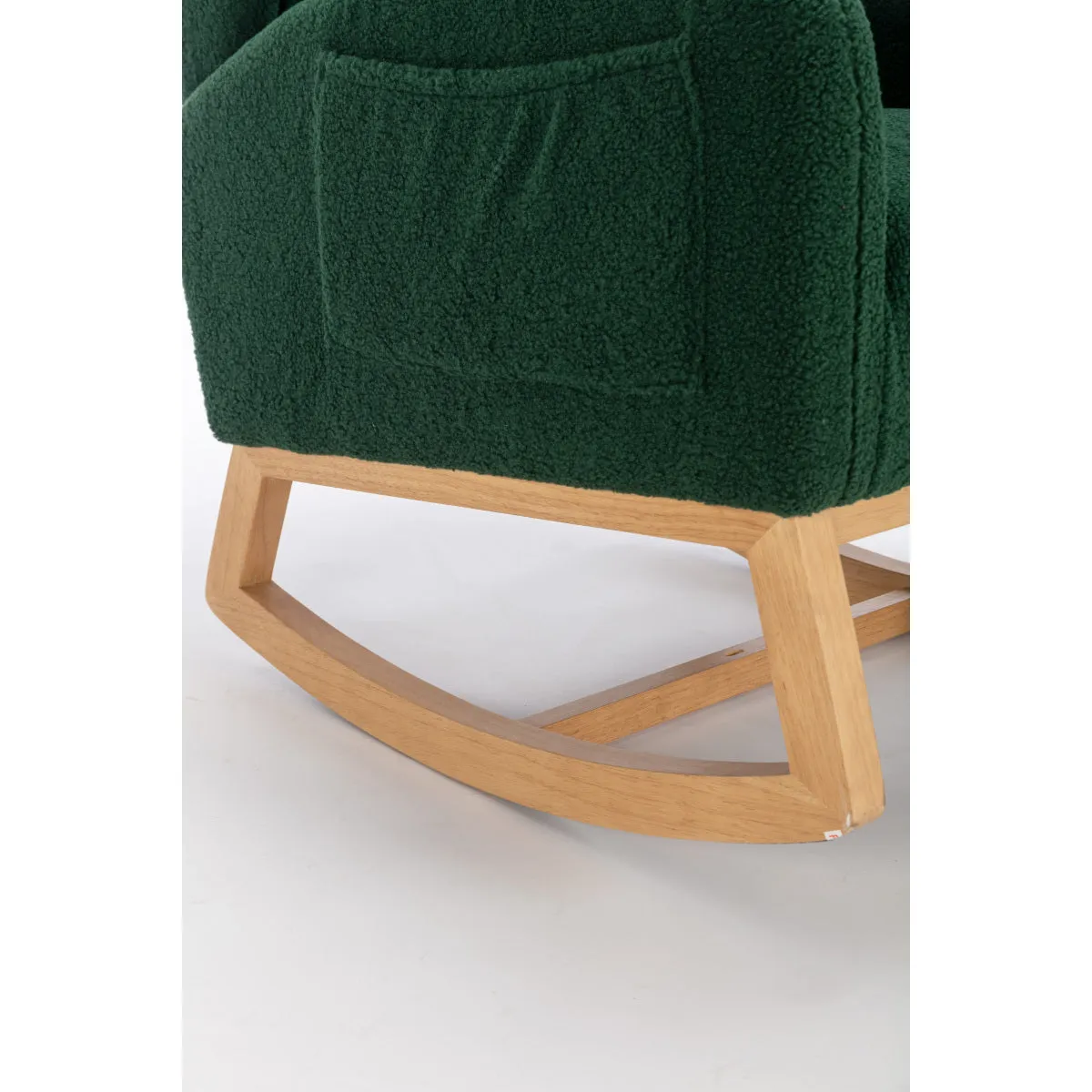 049-Teddy Fabric Rocking Chair With Packet Wood Legs,Green