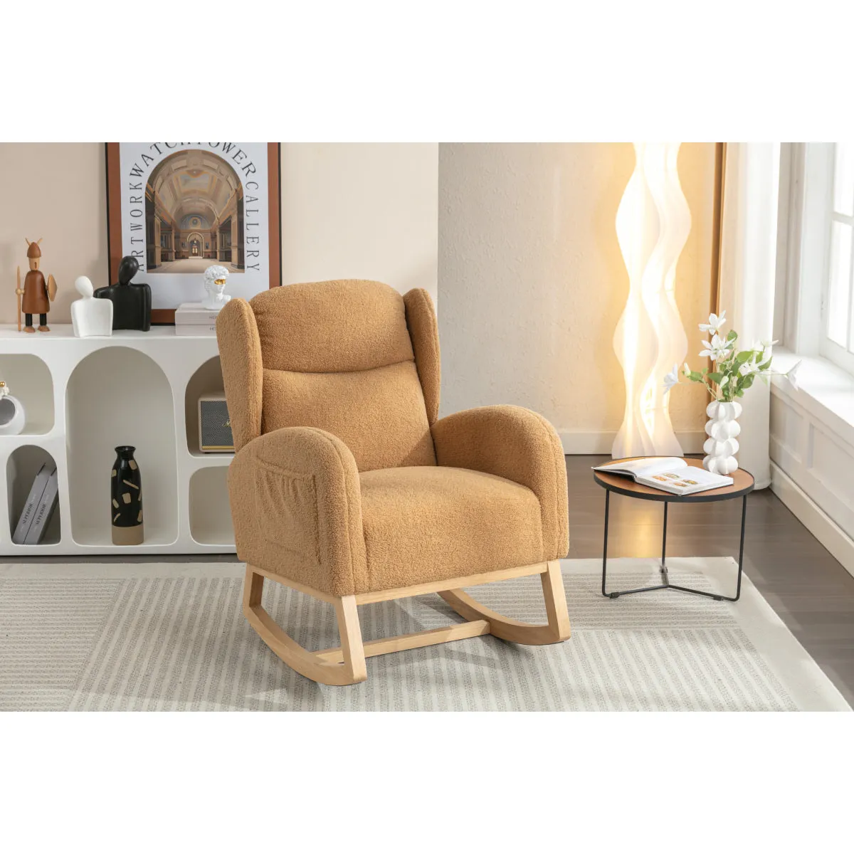 049-Teddy Fabric Rocking Chair