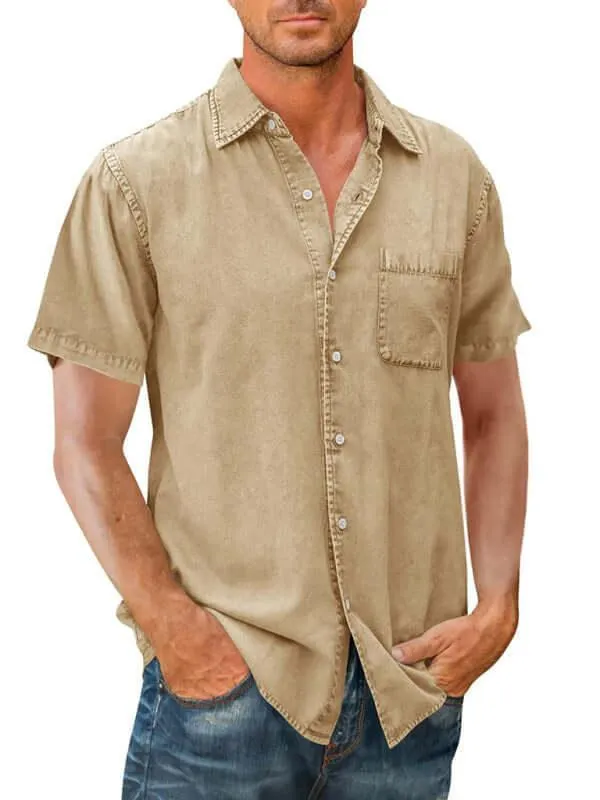 1-Pocket Casual Denim Shirt For Men