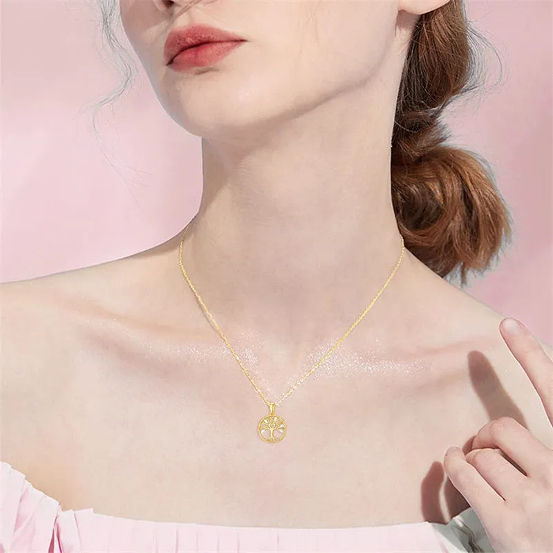 14k Solid Gold Tree of Life Necklace for Women Family Tree Pendant Necklaces for Women Love Heart Tree of Life Jewelry for Women