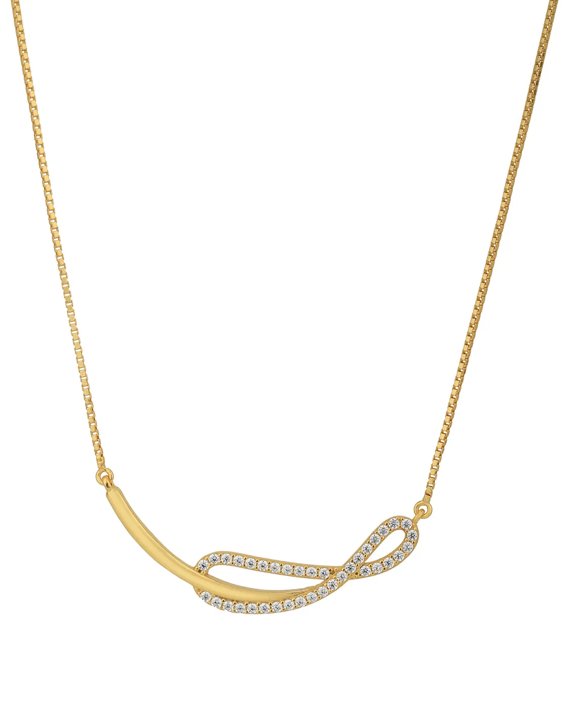 18kt Gold Plated with CZ Bar Infinity Necklace and Earring set for women