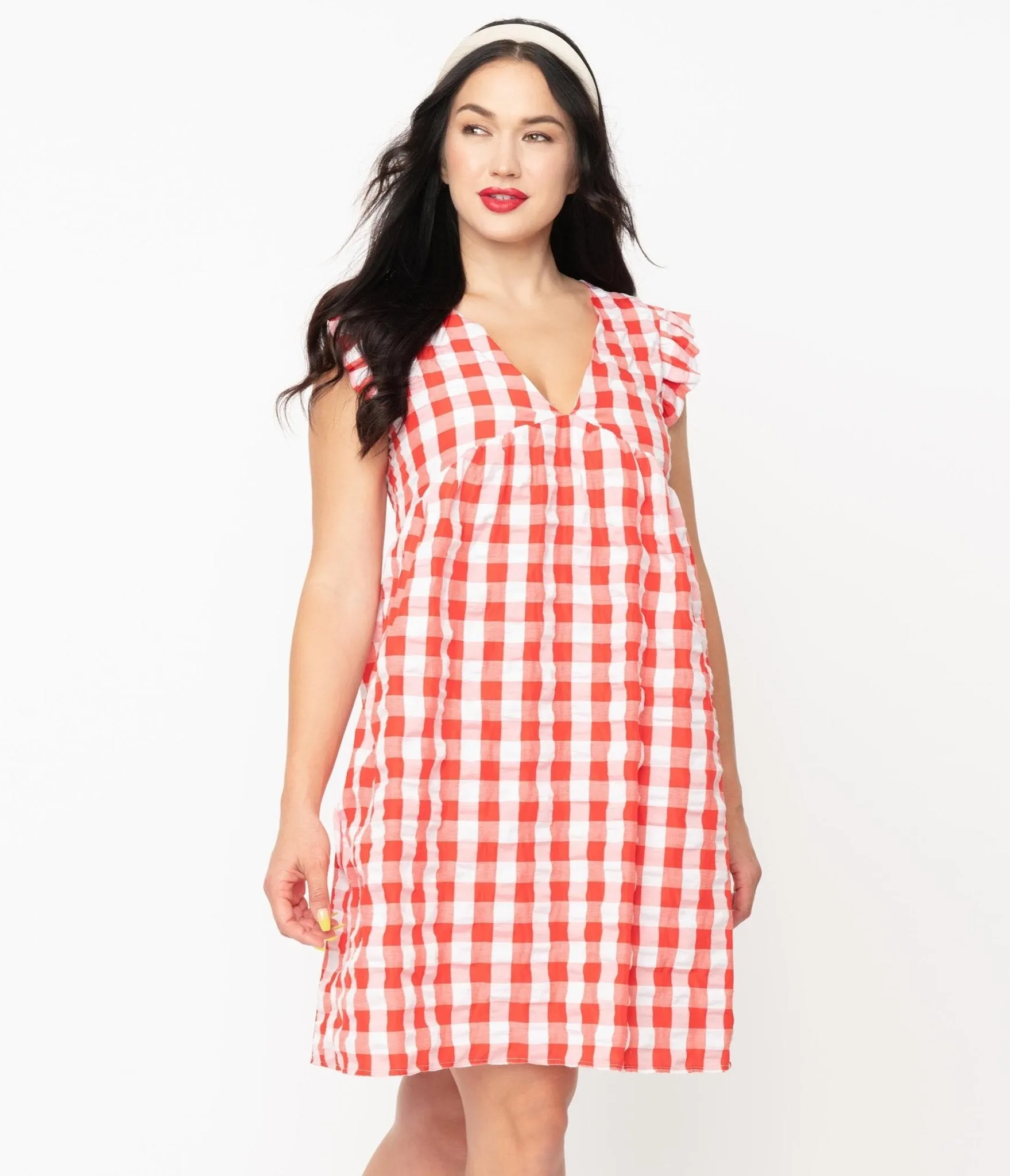 1970s Red & White Gingham Summer Dress