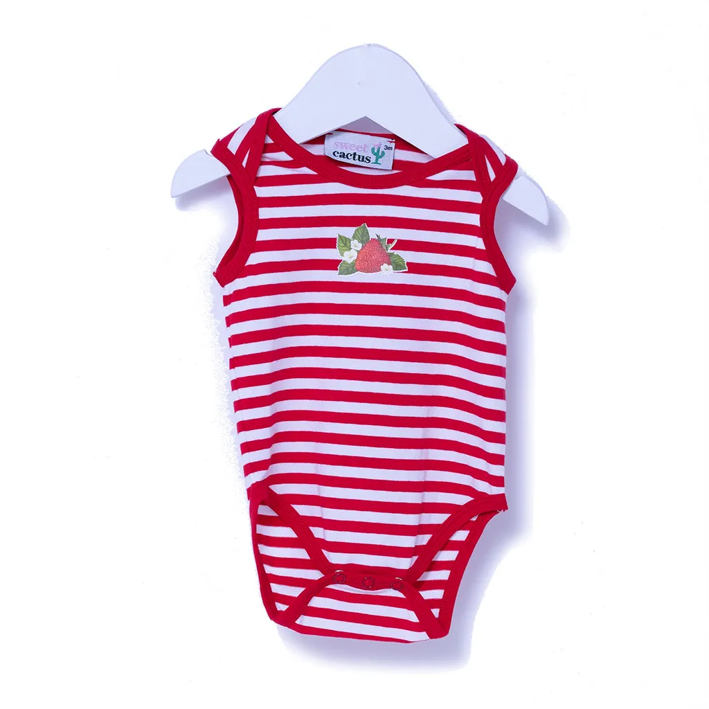 2 Pc Red Strawberry Onesie Set