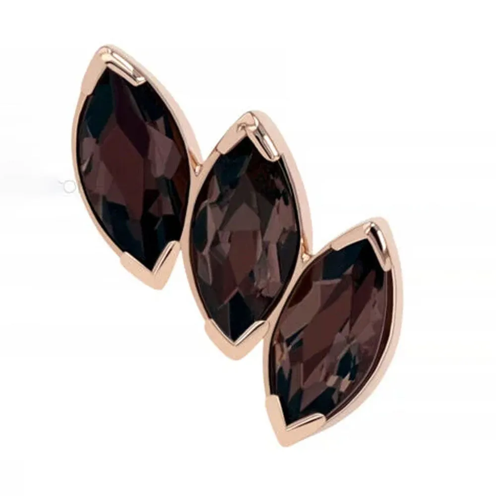 3 Gem Fanfare Threaded End in Rose Gold with Brilliant-Cut Gems