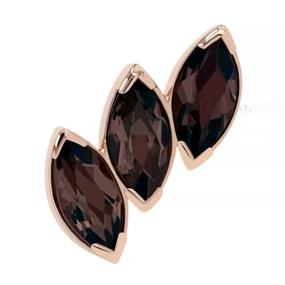 3 Gem Fanfare Threaded End in Rose Gold with Brilliant-Cut Gems