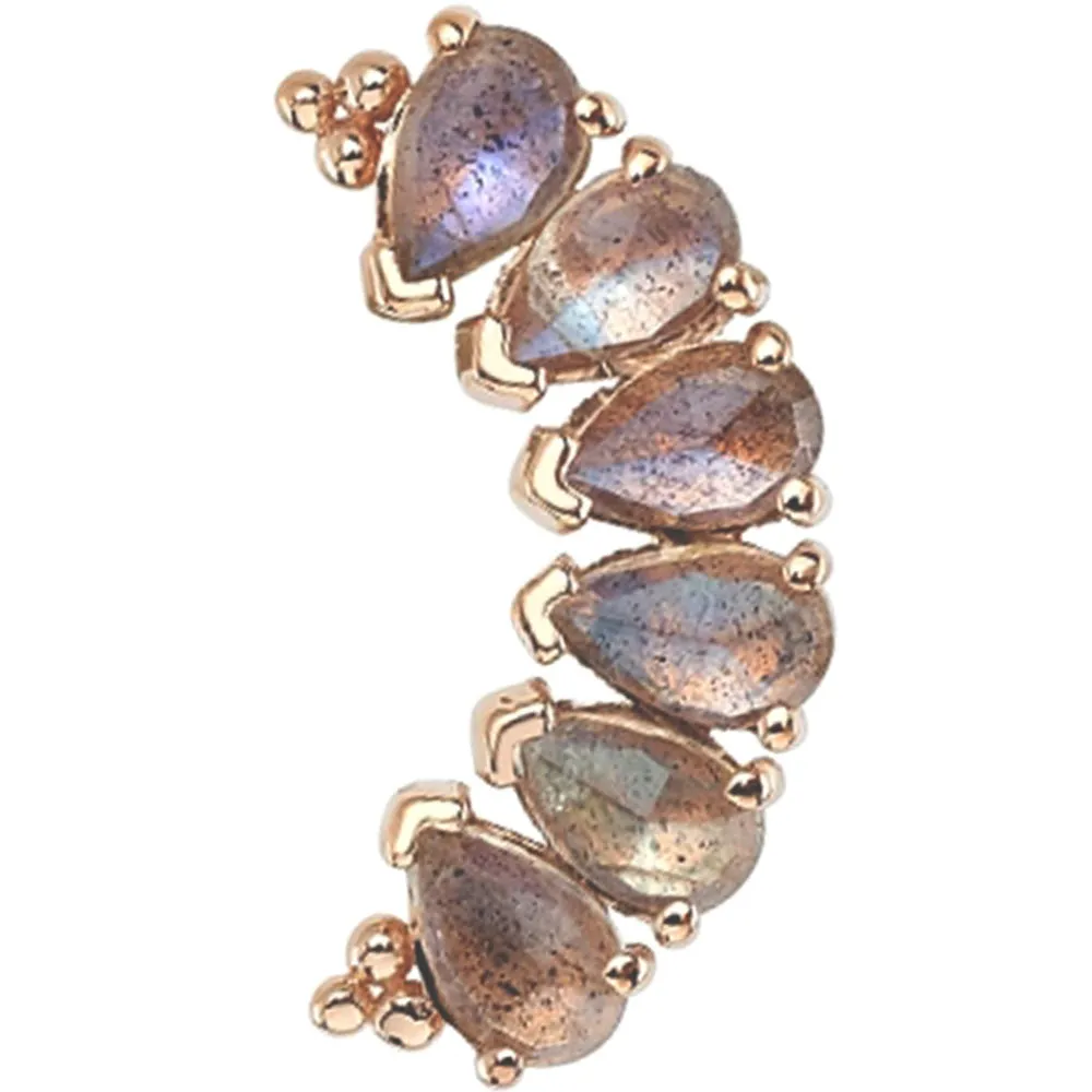 6 Gem Pear Panaraya Threaded End in Gold with Rose Cut Labradorite