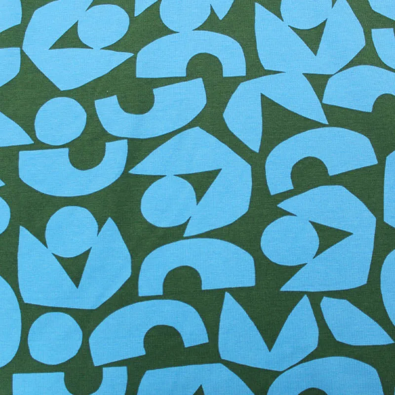 60CM REMNANT Cotton Elastane Jersey - Sweetie - Blue and Khaki Green