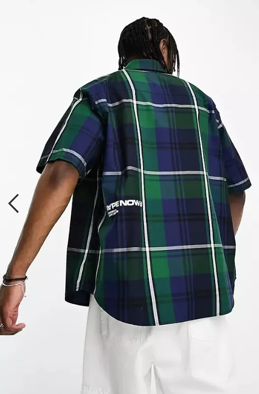 A BATHING APE  |Other Plaid Patterns Cotton Short Sleeves Logo Shirts