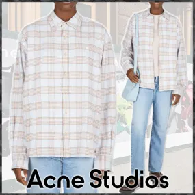 Acne Studios  |Other Plaid Patterns Casual Style Long Sleeves Cotton