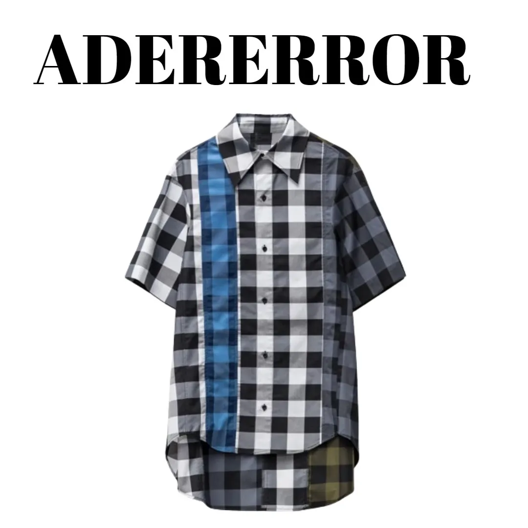 ADERERROR  |Other Plaid Patterns Street Style Cotton Short Sleeves