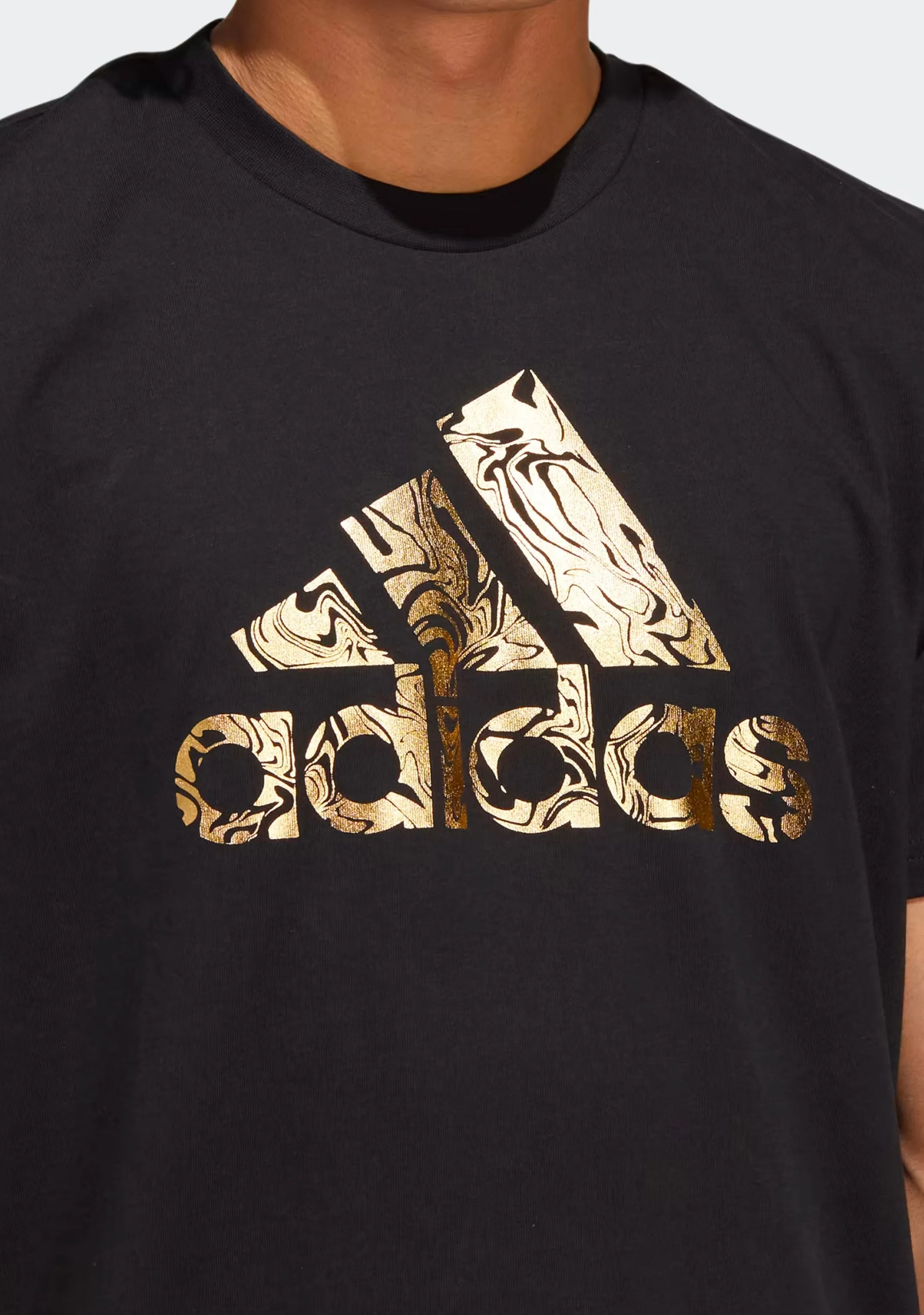 Adidas Mens Liquid Foil Badge of Sport Graphic Tee Black  HK9157