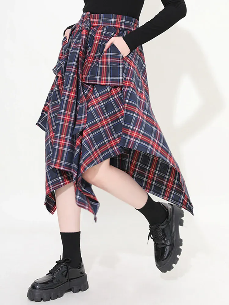 Aitana Plaid Picnic Skirt - Navy