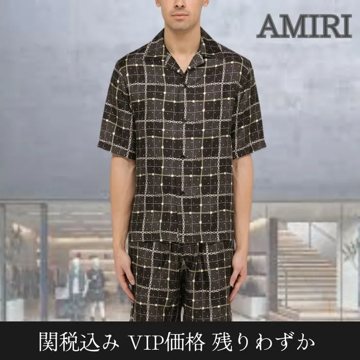 AMIRI  |Other Plaid Patterns Silk Street Style Short Sleeves Shirts