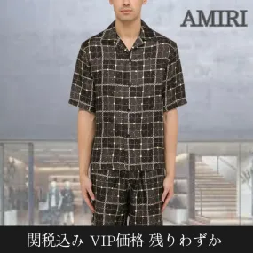 AMIRI  |Other Plaid Patterns Silk Street Style Short Sleeves Shirts