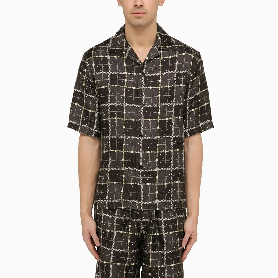 AMIRI  |Other Plaid Patterns Silk Street Style Short Sleeves Shirts