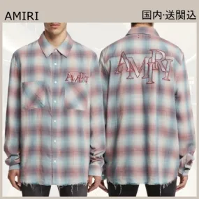 AMIRI  |Other Plaid Patterns Street Style Long Sleeves Logo Shirts