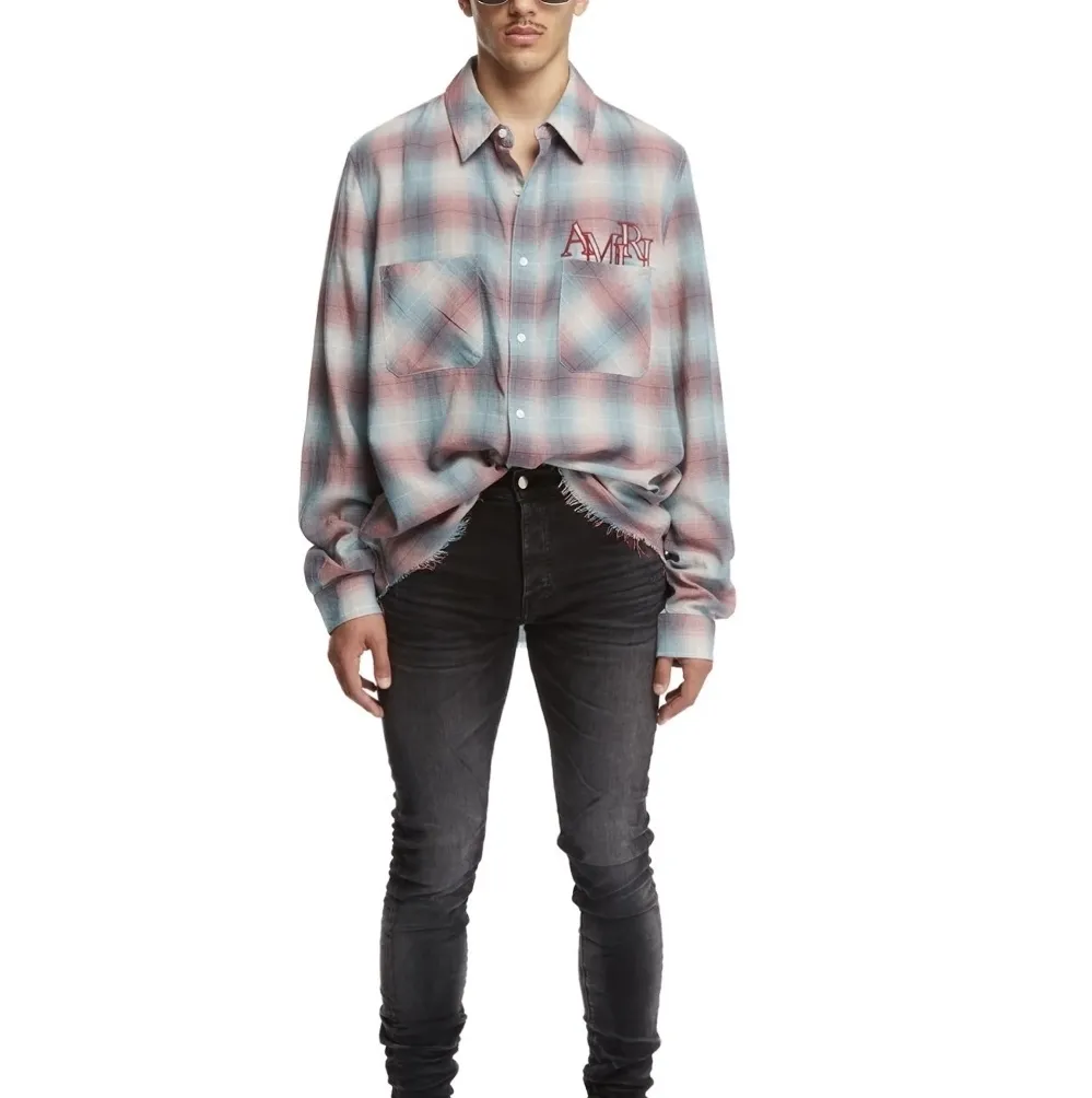 AMIRI  |Other Plaid Patterns Street Style Long Sleeves Logo Shirts