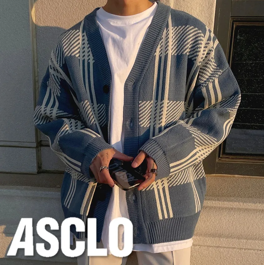 ASCLO  |Other Plaid Patterns Unisex Long Sleeves Oversized Sweaters