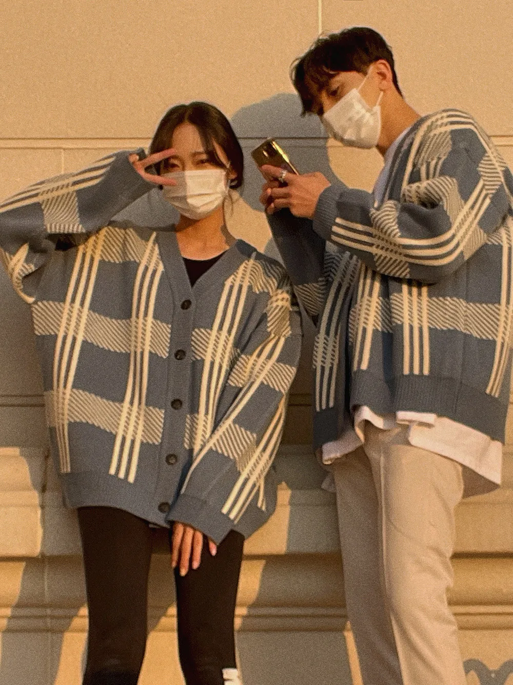 ASCLO  |Other Plaid Patterns Unisex Long Sleeves Oversized Sweaters