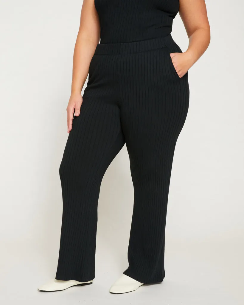 Aspen Rib Wide Leg Pant - Black