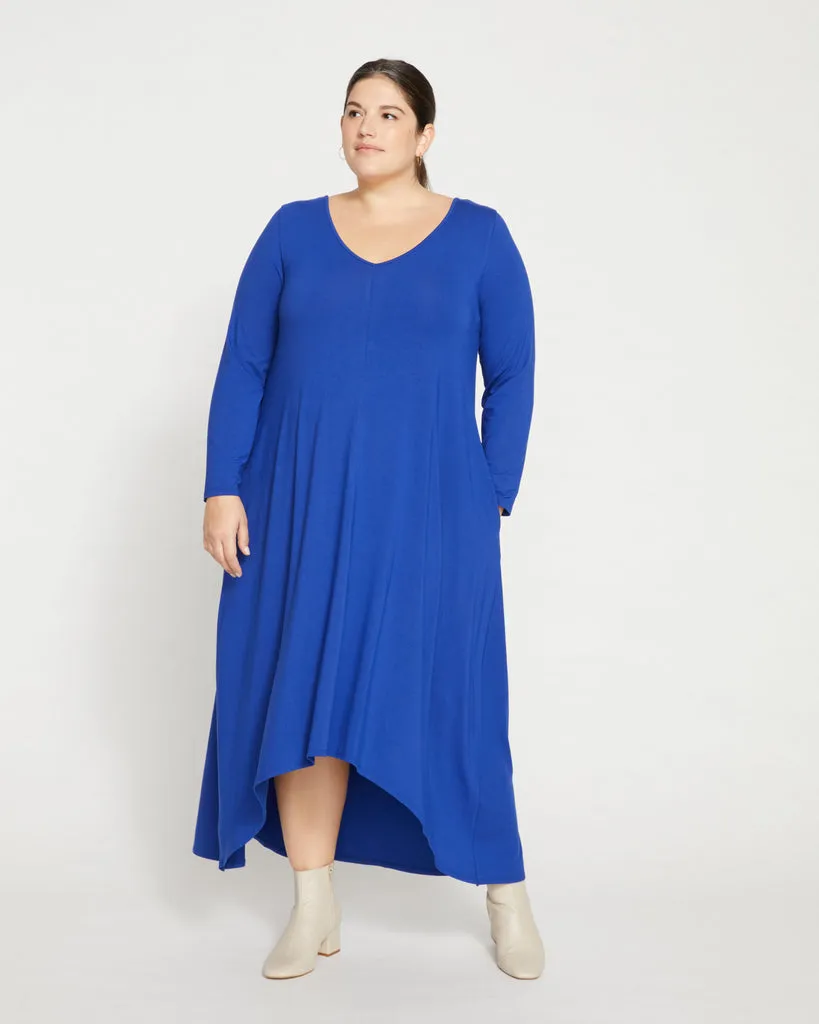 Athena Long Sleeve Divine Jersey Dress - Sapphire