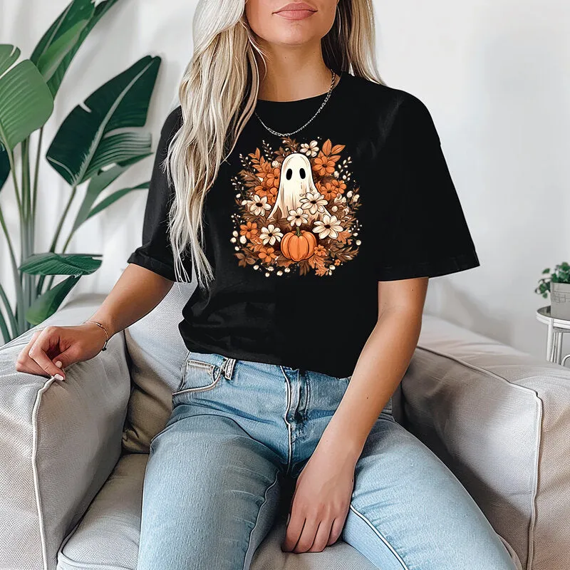 Autumn Ghost Halloween T Shirt for Women