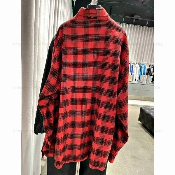 BALENCIAGA  |Other Plaid Patterns Unisex Long Sleeves Cotton Oversized