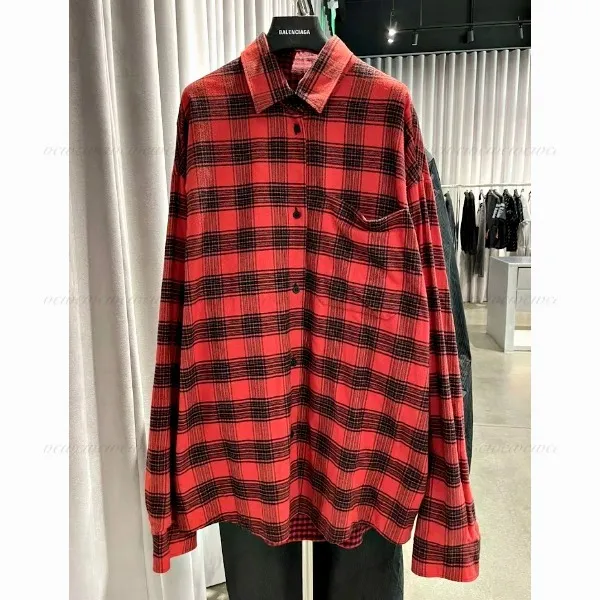 BALENCIAGA  |Other Plaid Patterns Unisex Long Sleeves Cotton Oversized