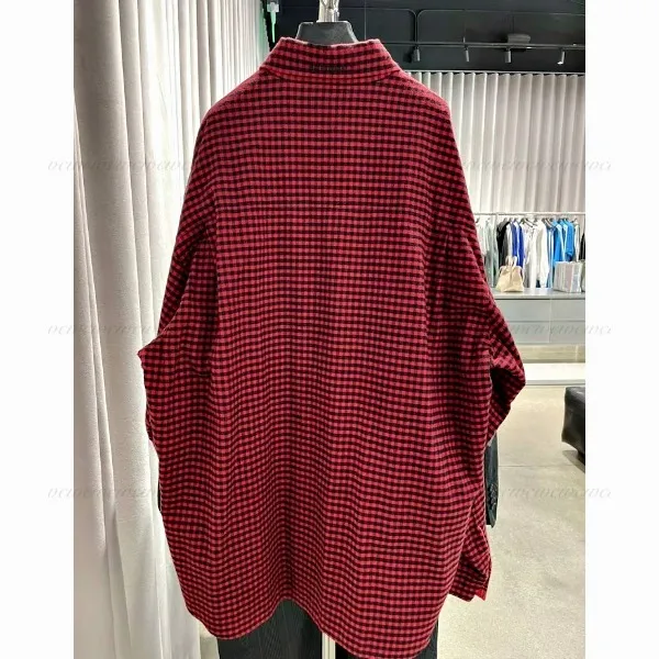 BALENCIAGA  |Other Plaid Patterns Unisex Long Sleeves Cotton Oversized