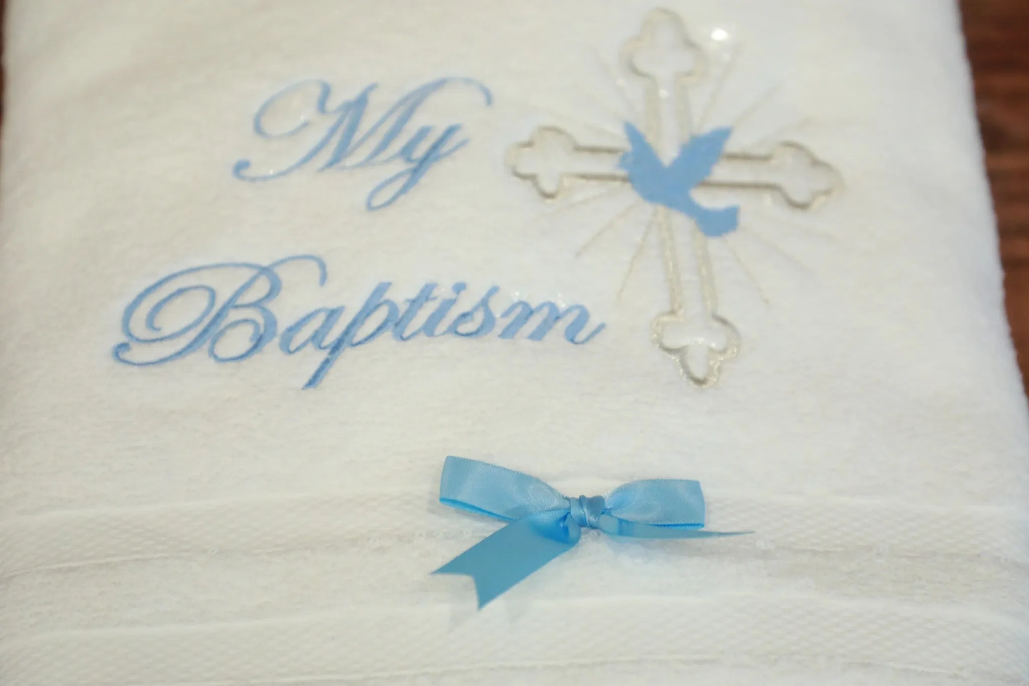 Baptism Christening 100% Cotton Towel - Blue