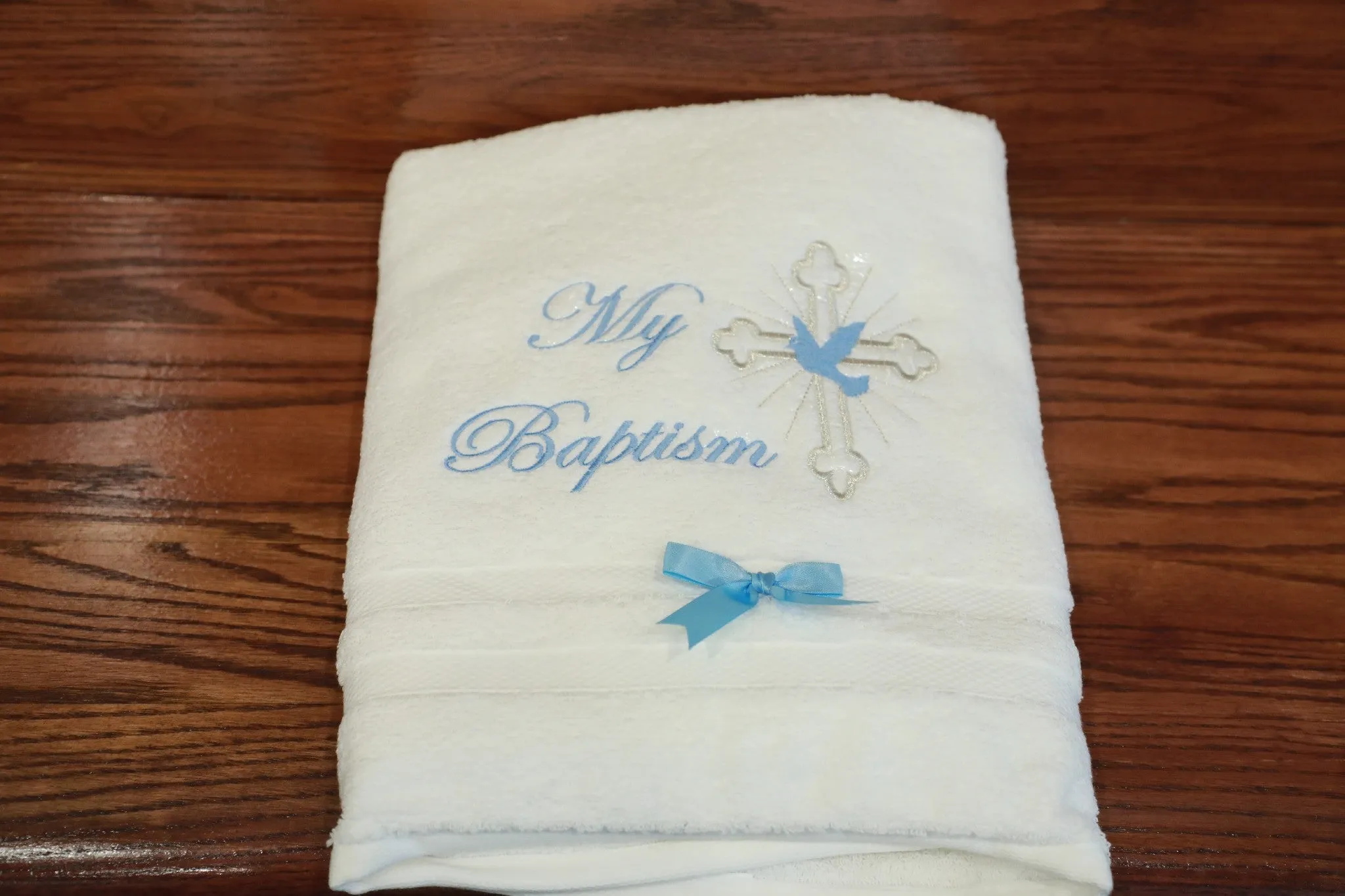 Baptism Christening 100% Cotton Towel - Blue