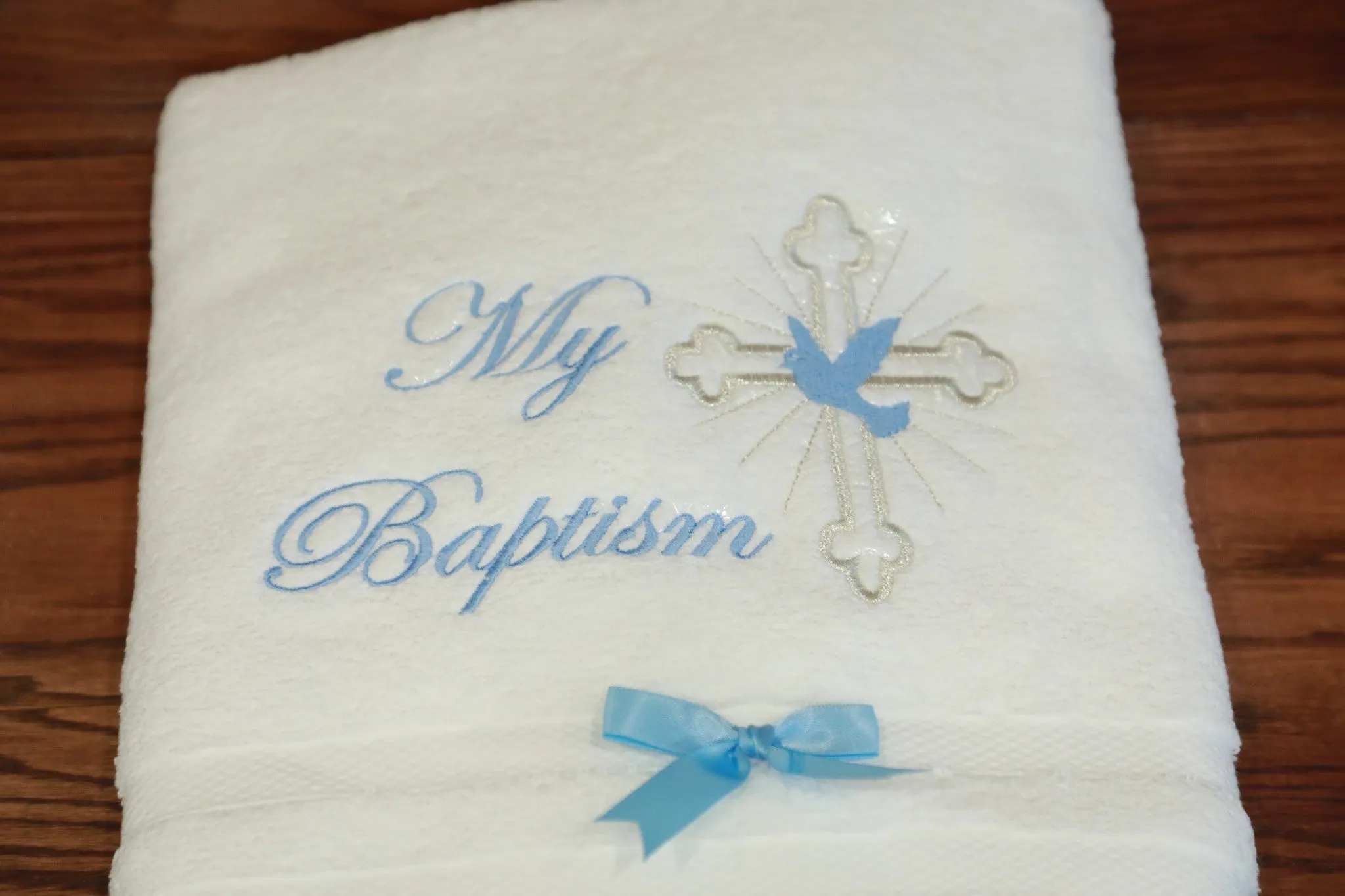 Baptism Christening 100% Cotton Towel - Blue