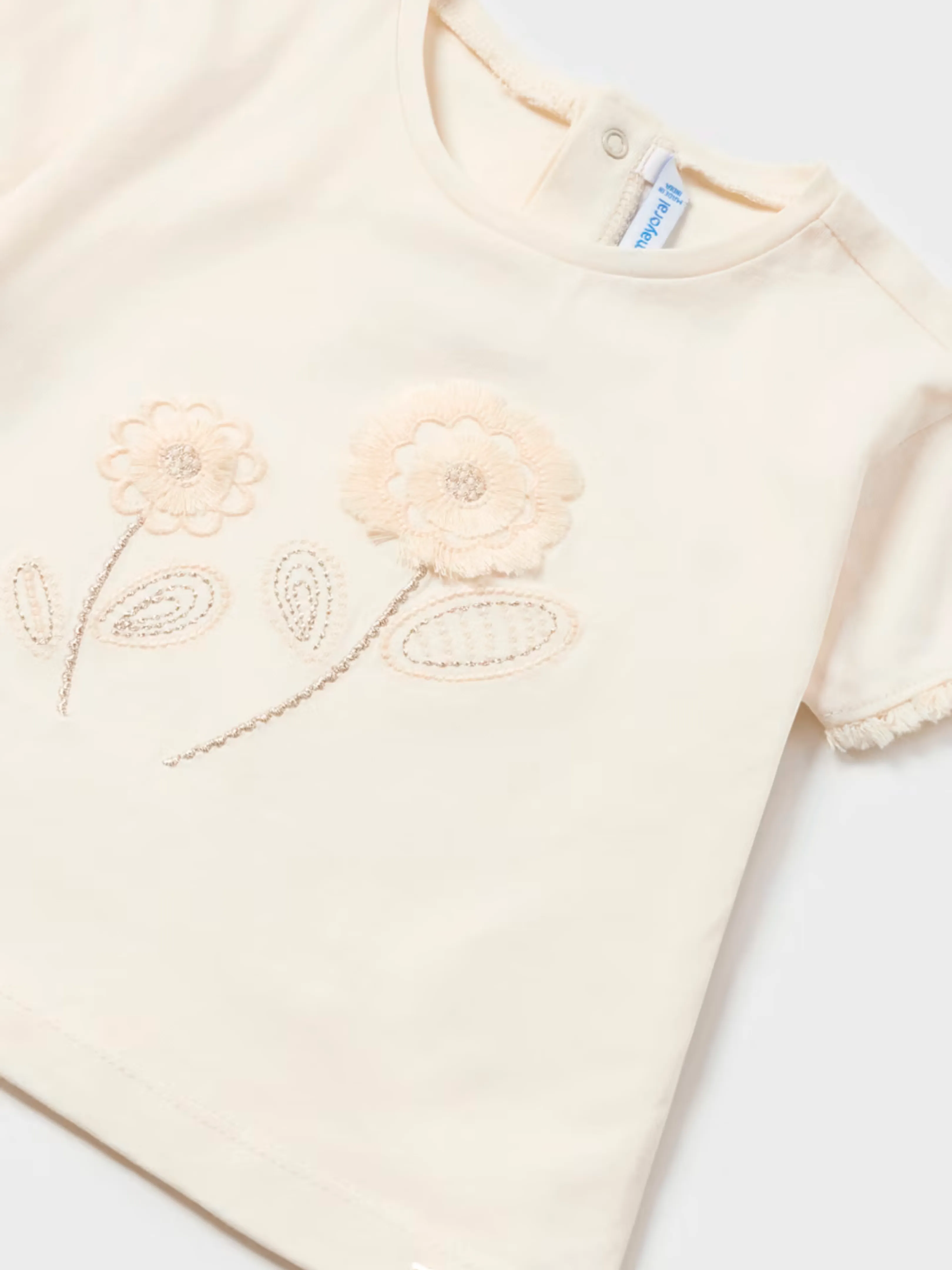 Beige Embroidered Flower Top