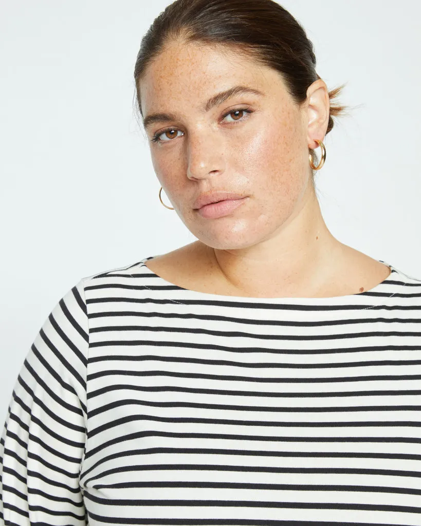 Belle Breton Stripe Jersey Tee - Ecru/Black Stripe