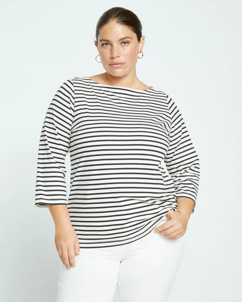 Belle Breton Stripe Jersey Tee - Ecru/Black Stripe