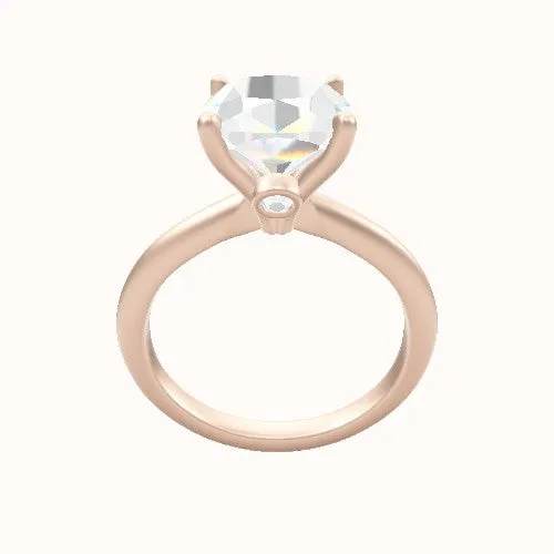 Beveled Solitaire Engagement Ring With Accent Diamond Head