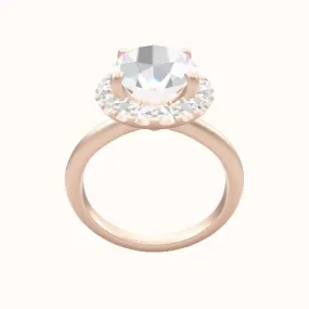 Beveled Solitaire Engagement Ring With Halo Head