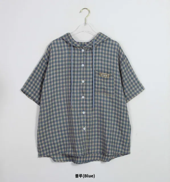 Binary01  |Other Plaid Patterns Casual Style Short Sleeves Logo