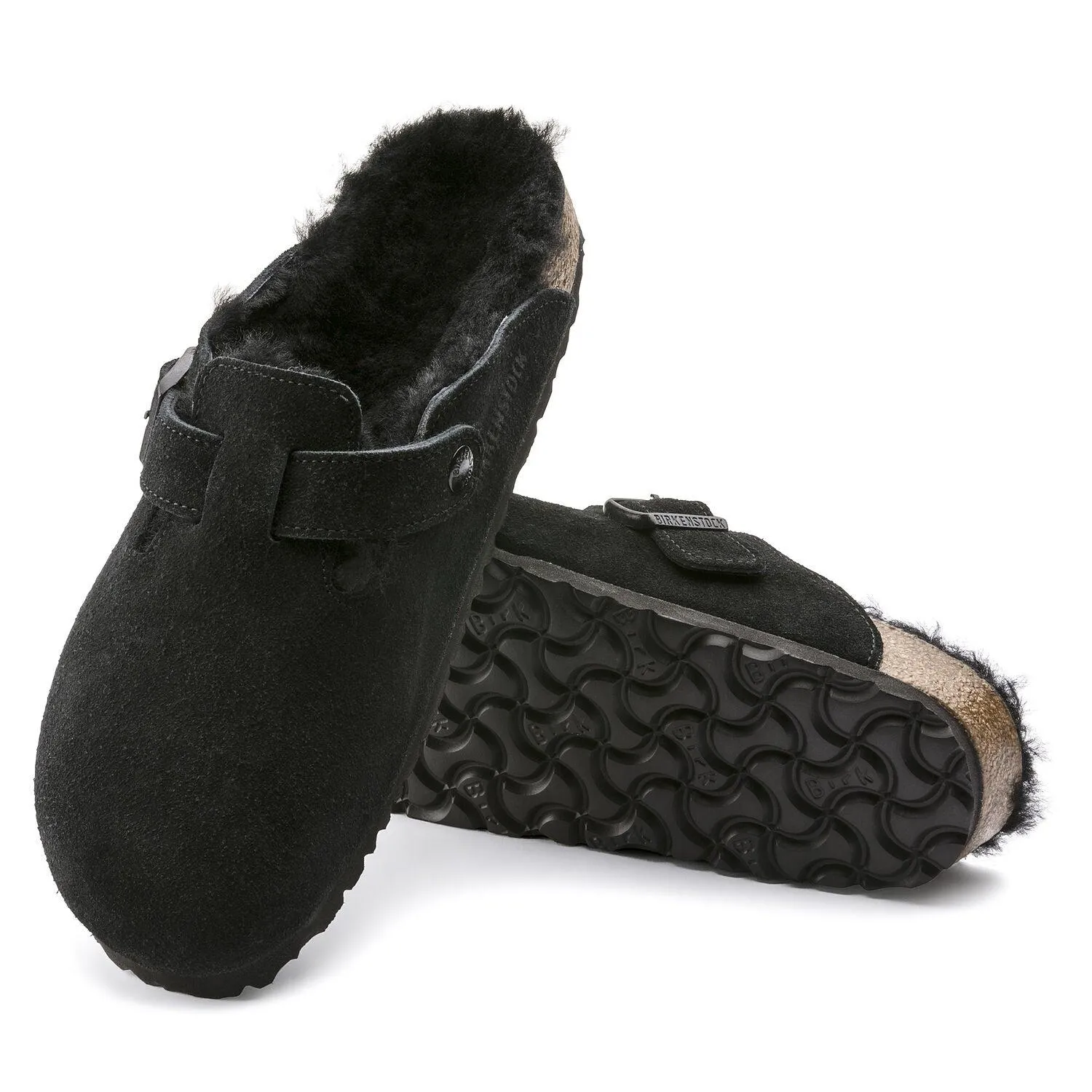 Birkenstock Boston Shearling Black Suede