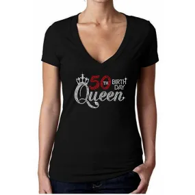 Birth Day Queen Rhinestone Bling T-Shirt