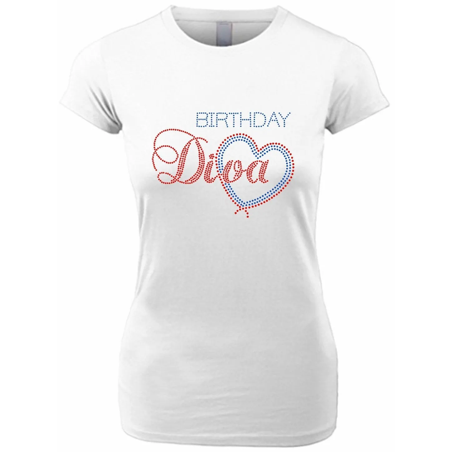 Birthday Diva With Heart Rhinestone T-Shirt