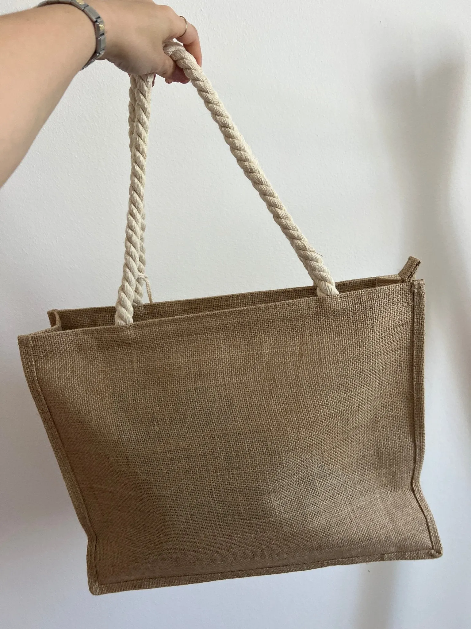 Borsa mare beige in juta