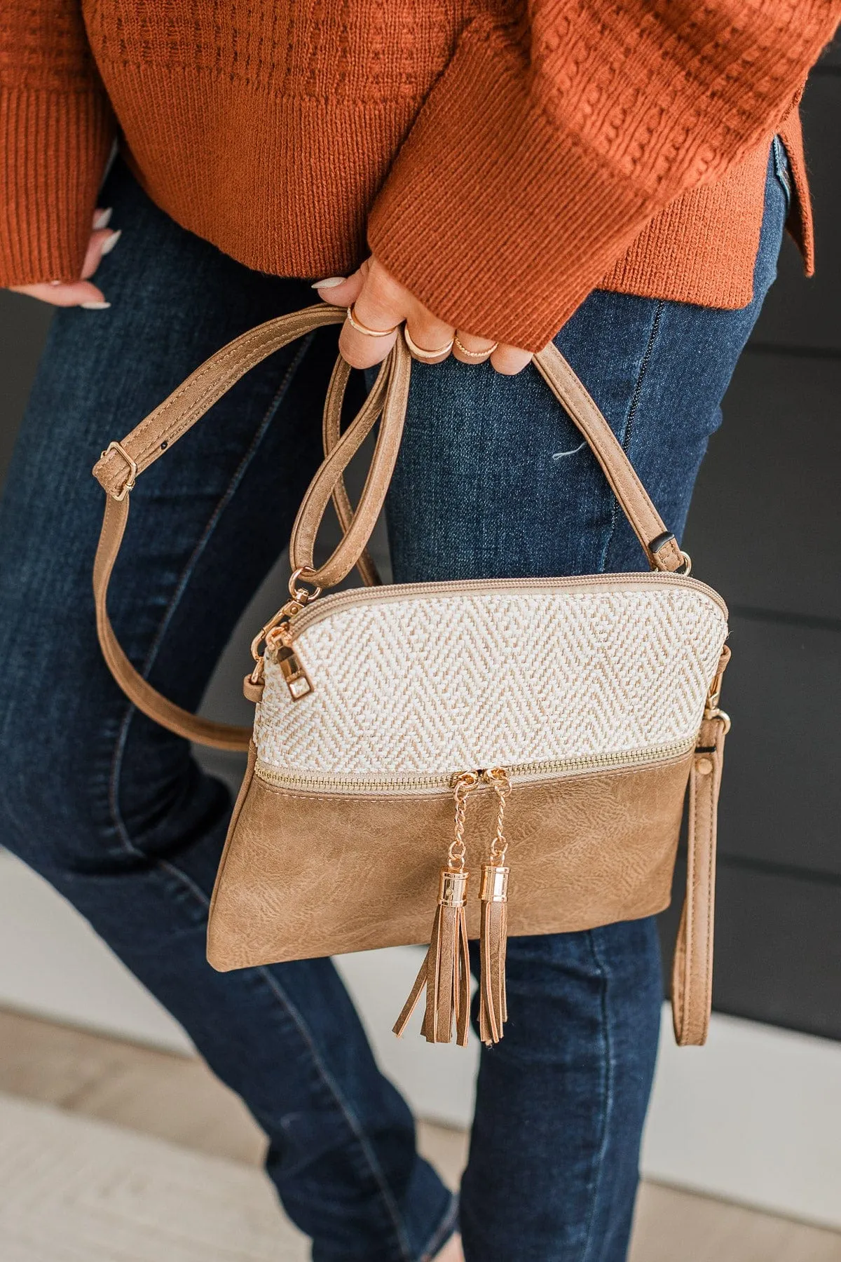 Call Me Chic Crossbody Purse- Tan