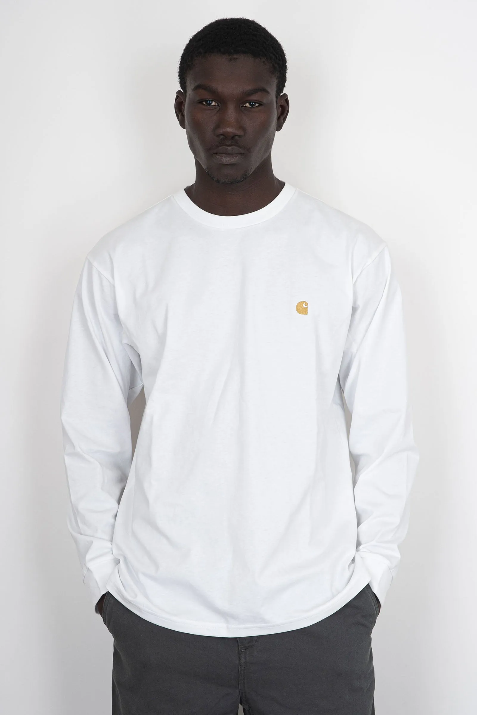 Carhartt Wip T-shirt L/s Chase Bianco Uomo