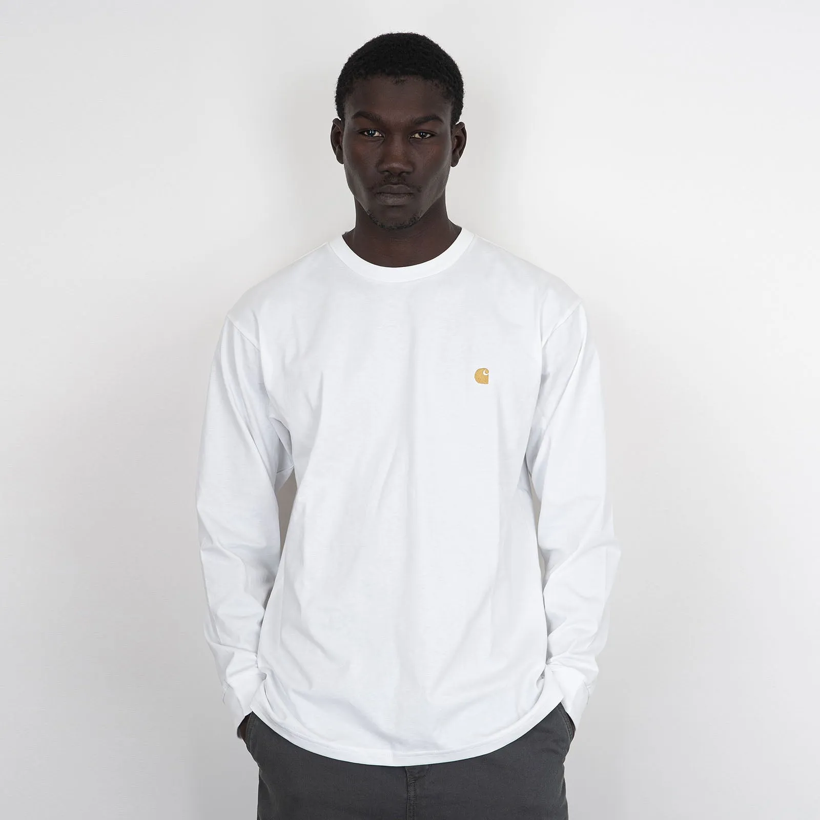 Carhartt Wip T-shirt L/s Chase Bianco Uomo