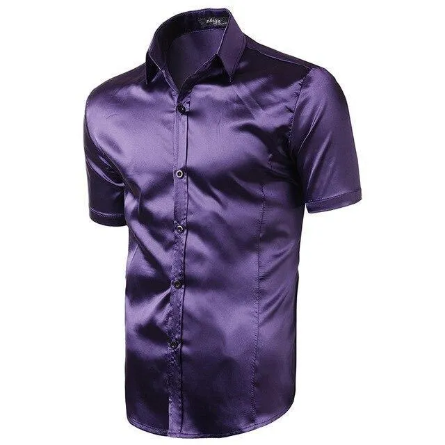 Casual Short Sleeve Silk Shirt For Men