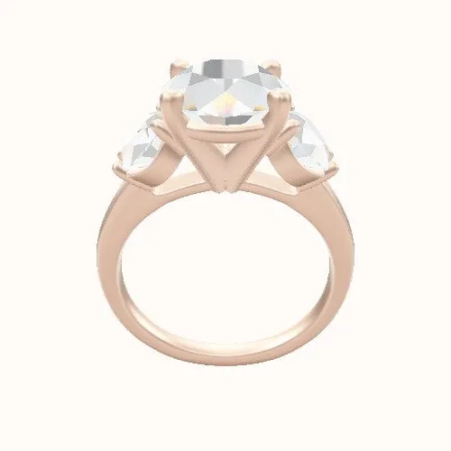 Cathedral Band with Round Sidestones Engagement Ring With High Set Four Prong Head