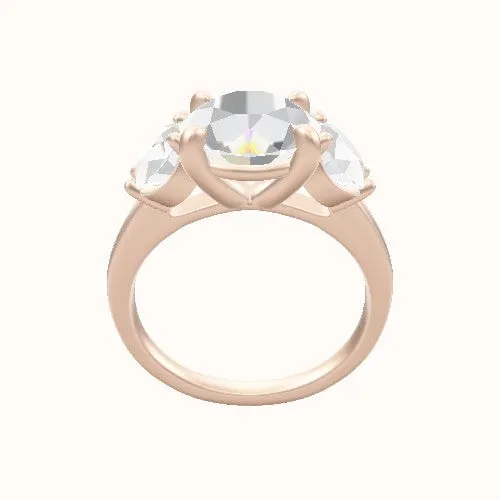 Cathedral Band with Round Sidestones Engagement Ring With Low Set Four Prong Head