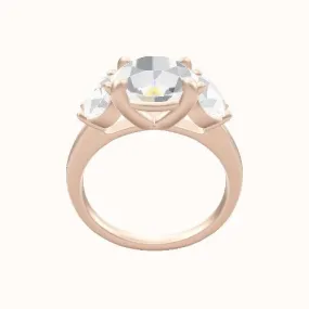 Cathedral Band with Round Sidestones Engagement Ring With Low Set Four Prong Head